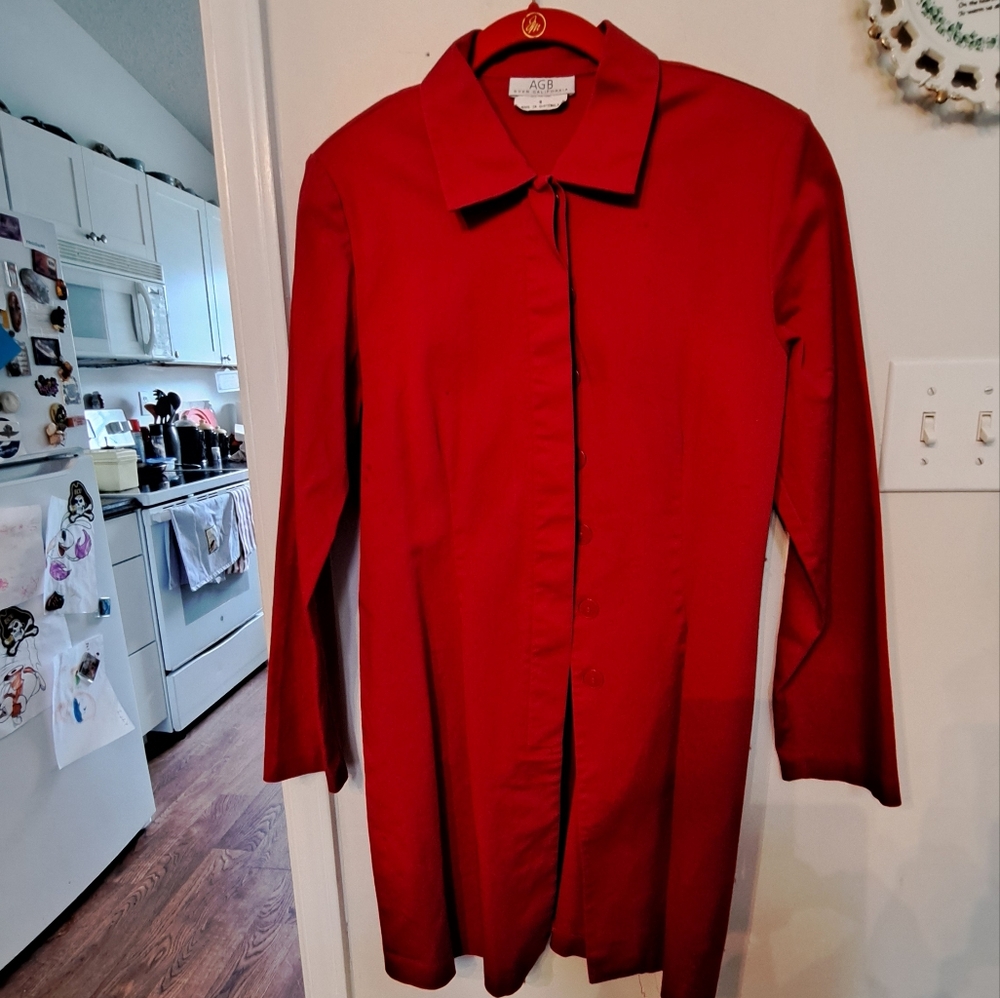 Knee length red coat